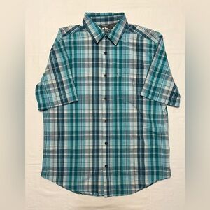 Pacifica Teal and Blue Plaid Casual Shirt